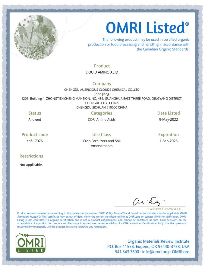 Complexed Liquid Calcium — OMRI Certified Organic Fertilizer for Soil and Foliar Application